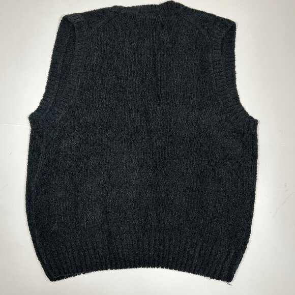 Vtg 80s Georgios Sportswear Women Cardigan Sleeveless Sweater Black V Neck Sz M - Picture 5 of 5